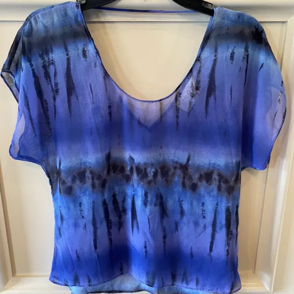 Rory beca blue tie dye sheer top XS